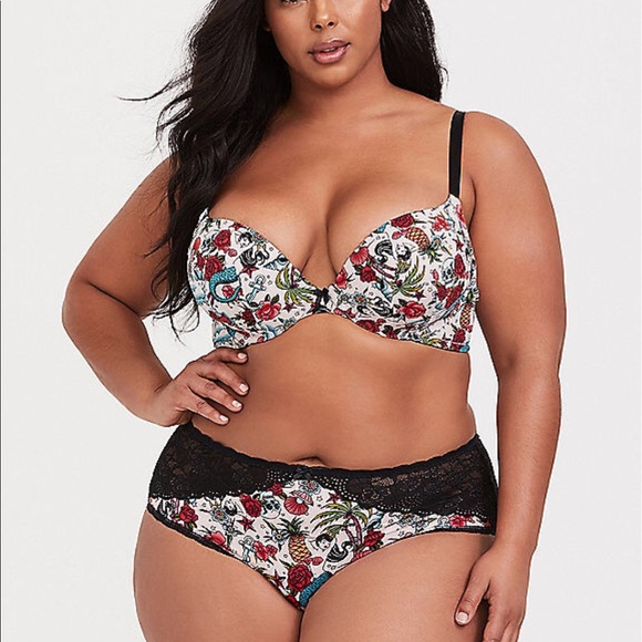 Nwt Torrid Tattoo Print Microfiber push up plunge - Picture 4 of 6